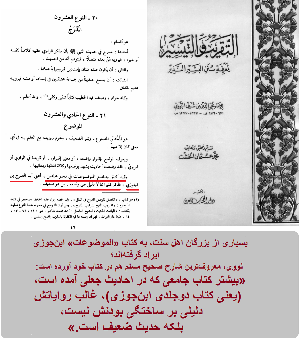 انتقاد نووی بر کتاب الموضوعات ابنجوزی